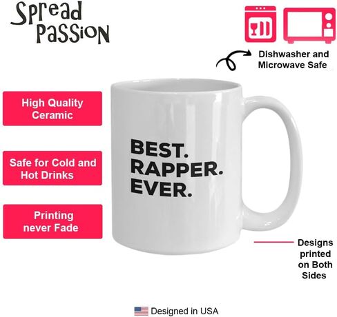 هدايا مغني الراب SpreadPassion - هدايا لمغني الراب - كوب قهوة أفضل مغني راب على الإطلاق - فكرة هدية مبتكرة - مستشار مقيم - مضحك - للحصول على فكرة جديدة لهدية - أضف إلى in Kuwait
