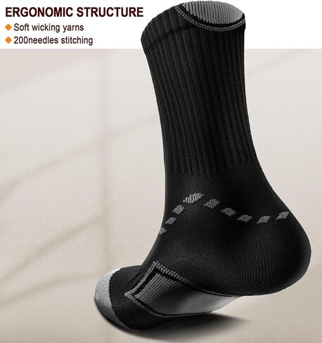Men Running Socks,Athletic Crew Socks Compression Breathable for Men Sports Hiking Cushioned Footbed Arch Support in Saudi Arabia