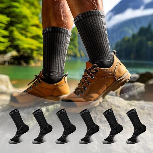 Men Running Socks,Athletic Crew Socks Compression Breathable for Men Sports Hiking Cushioned Footbed Arch Support in Saudi Arabia