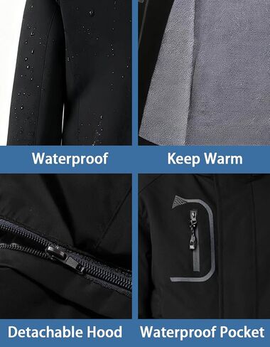 Girl's Waterproof Ski Jacket, Warm Fleece Lined Winter Snow Windproof Jackets, Hooded Ski Coat in Saudi Arabia