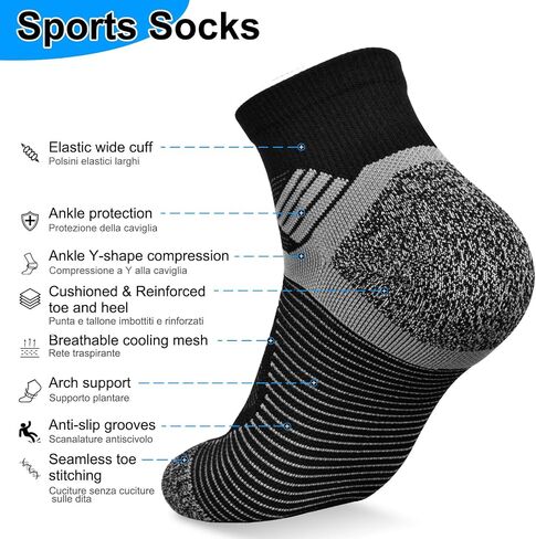 Compression Quarter Hiking Sports Socks Men Women Walking Running Cycling Socks Cushion Fast-drying Breathable in Saudi Arabia