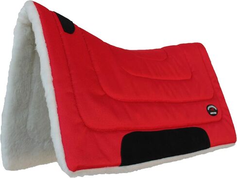 CHALLENGER Pony 23"x24" Western Contoured Faux Fur Padded Saddle Pad Red 39143RDP in Saudi Arabia