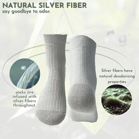 Silver Fiber Crew Socks – Anti-Odor, Moisture-Wicking & Soft Sock, Perfect for Sports, Daily Wear & Dress in Saudi Arabia