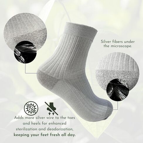 Silver Fiber Crew Socks – Anti-Odor, Moisture-Wicking & Soft Sock, Perfect for Sports, Daily Wear & Dress in Saudi Arabia