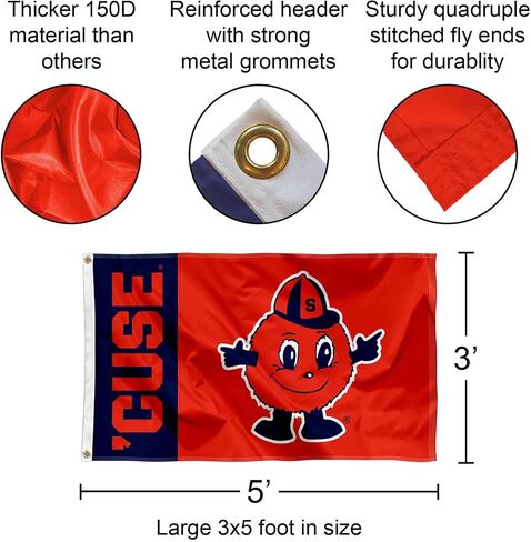شركة College Flags & Banners Co. شعار Syracuse Orange CUSE بشعار كبير بحلقات معدنية in Saudi Arabia