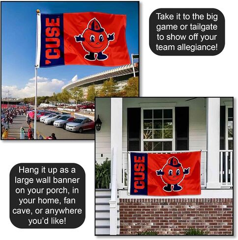 شركة College Flags & Banners Co. شعار Syracuse Orange CUSE بشعار كبير بحلقات معدنية in Saudi Arabia