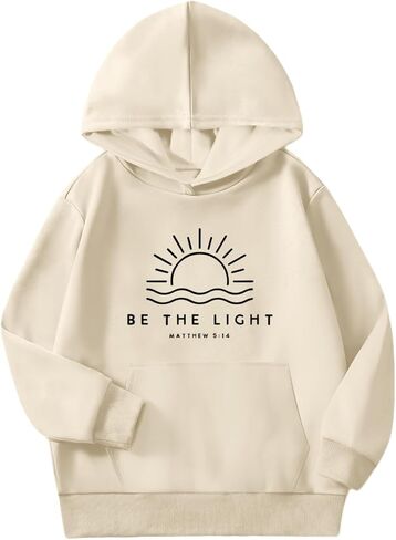 Be The Light Christian Hoodie for Girls Bible Verse Jesus God Religious Faith Sweatshirt Preppy Cute Graphic Top in Saudi Arabia