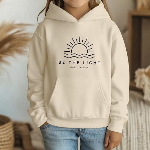 Be The Light Christian Hoodie for Girls Bible Verse Jesus God Religious Faith Sweatshirt Preppy Cute Graphic Top in Saudi Arabia