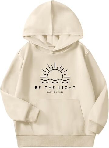 Be The Light Christian Hoodie for Girls Bible Verse Jesus God Religious Faith Sweatshirt Preppy Cute Graphic Top in Saudi Arabia