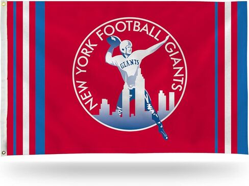 Rico Industries NFL New York Giants Retro 3' x 5' Banner Flag 3' x 5' Banner Flag Single Sided - Indoor or Outdoor - Home Décor in Saudi Arabia