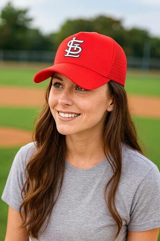 Officially Licensed St. Louis Baseball Red/White Mesh Trucker Hat Classic Primary Home Team STL Embroidered Logo Adjustable Structured MVP Snapback Sports Cap in Saudi Arabia