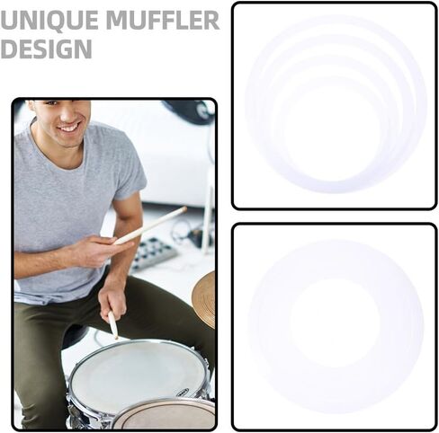 2 Sets Drum Mufflers Snare Dampening Rings Pc Film Material Noise Control for Drum Practice and Sound Reduction 16 Inch Diameter in Saudi Arabia