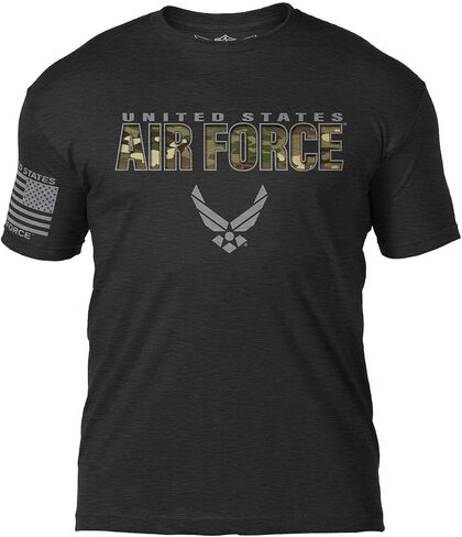 7.62 تي شيرت رجالي بتصميم US Air Force Camo Text باللون الأسود المنقط in Kuwait