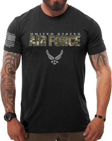 7.62 تي شيرت رجالي بتصميم US Air Force Camo Text باللون الأسود المنقط in Kuwait