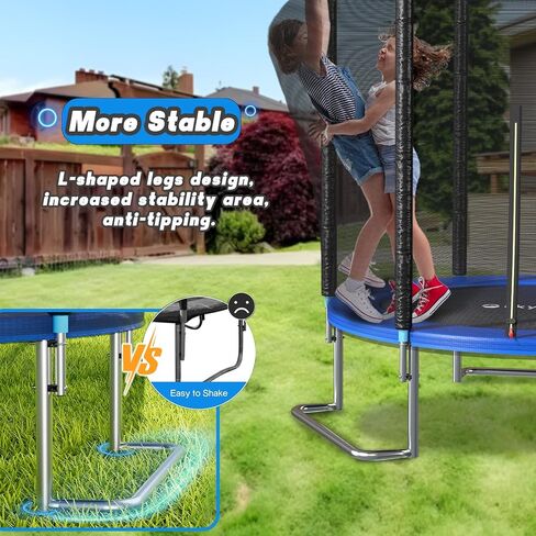 SkyBound 6FT 8FT Outdoor Trampoline with Net Enclosure - 6FT 8 FT Recreational Backyard Trampolines for Kids and Adults, ASTM Approved L-Shaped Legs for Extra Stability Outdoor Trampoline in Saudi Arabia