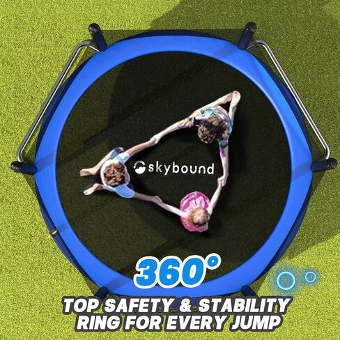SkyBound 6FT 8FT Outdoor Trampoline with Net Enclosure - 6FT 8 FT Recreational Backyard Trampolines for Kids and Adults, ASTM Approved L-Shaped Legs for Extra Stability Outdoor Trampoline in Saudi Arabia
