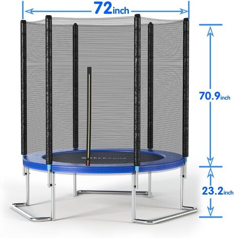 SkyBound 6FT 8FT Outdoor Trampoline with Net Enclosure - 6FT 8 FT Recreational Backyard Trampolines for Kids and Adults, ASTM Approved L-Shaped Legs for Extra Stability Outdoor Trampoline in Saudi Arabia