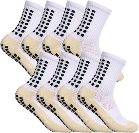 4 Pairs Non-Slip Grip Socks, Athletic Sports Socks for Men and Women, Sizes 38-45 in Saudi Arabia