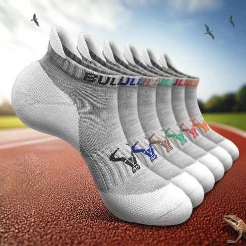 Mens Socks 6 Pairs-Athletic Ankle Socks Cushioned No Show For Men Running-Arch Compression Support in Saudi Arabia