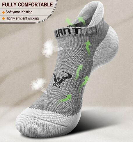 Mens Socks 6 Pairs-Athletic Ankle Socks Cushioned No Show For Men Running-Arch Compression Support in Saudi Arabia