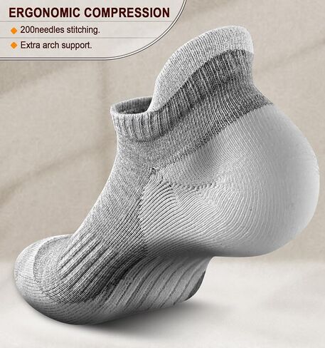 Mens Socks 6 Pairs-Athletic Ankle Socks Cushioned No Show For Men Running-Arch Compression Support in Saudi Arabia