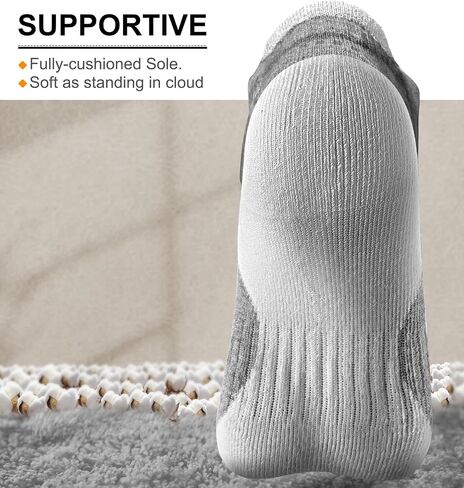 Mens Socks 6 Pairs-Athletic Ankle Socks Cushioned No Show For Men Running-Arch Compression Support in Saudi Arabia
