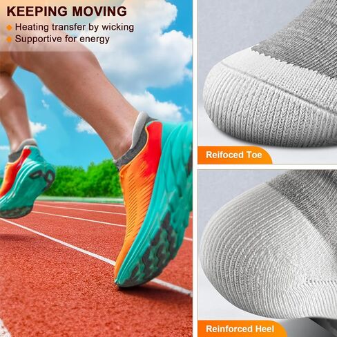 Mens Socks 6 Pairs-Athletic Ankle Socks Cushioned No Show For Men Running-Arch Compression Support in Saudi Arabia