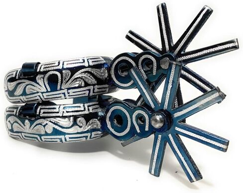 Charro Saddle Blue Spurs, Western Saddle Riding Spurs, Espuelas Charras para Caballo in Saudi Arabia