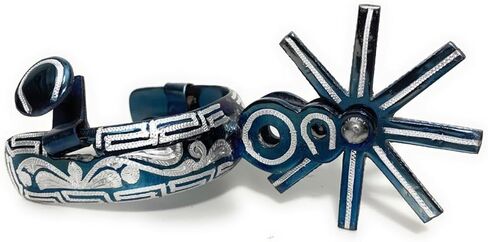 Charro Saddle Blue Spurs, Western Saddle Riding Spurs, Espuelas Charras para Caballo in Saudi Arabia