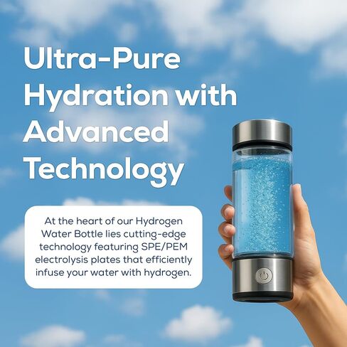 2025-2026 Newly Updated Hydrogen Water Bottle Generator – 420ml Portable Hydrogen Water Ionizer with SPE/PEM Technology – Hydrogen Water Machine – High Hydrogen Concentration 1100–1680 PPB in Saudi Arabia