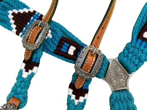 Showman Pony Turquoise & Brown Corded Single Ear Headstall & Breast Collar Set in Saudi Arabia
