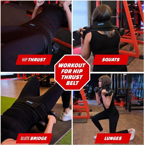 Hip Thrust Belt for Weights, Kettlebells, Plates & Dumbbell Weight Belt for Women, 5 x 25 Inches, Anti-Shift Straps, Non-Slip padding, Booty Builder Foldable Weighted Hip belt for Glute Workout in Saudi Arabia