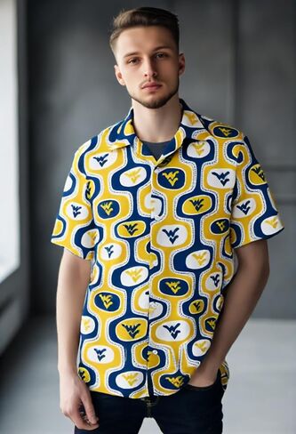 Wes and Willy Mens College Sports Fan Cabana Boy Retro Hawaiian Short Sleeve Shirt in Saudi Arabia
