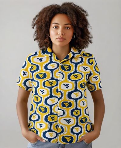 Wes and Willy Mens College Sports Fan Cabana Boy Retro Hawaiian Short Sleeve Shirt in Saudi Arabia
