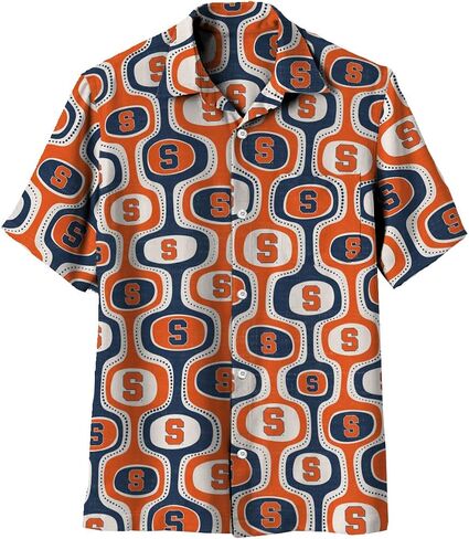 Wes and Willy Mens College Sports Fan Cabana Boy Retro Hawaiian Short Sleeve Shirt in Saudi Arabia