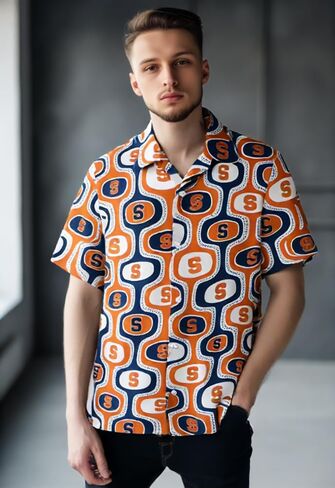Wes and Willy Mens College Sports Fan Cabana Boy Retro Hawaiian Short Sleeve Shirt in Saudi Arabia