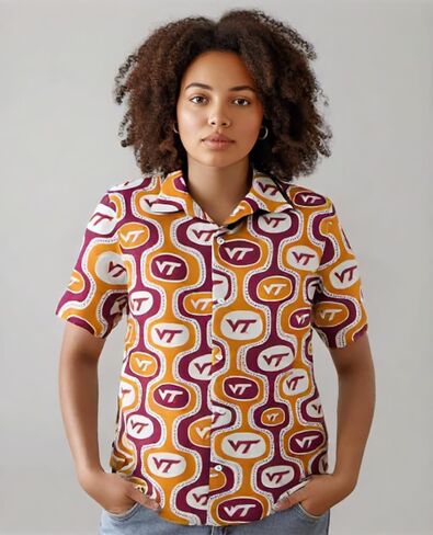 Wes and Willy Mens College Sports Fan Cabana Boy Retro Hawaiian Short Sleeve Shirt in Saudi Arabia