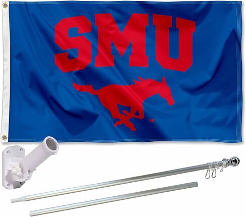 Southern Methodist Mustangs Flag with Pole and Bracket Complete Set in Saudi Arabia