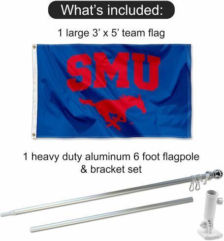 Southern Methodist Mustangs Flag with Pole and Bracket Complete Set in Saudi Arabia