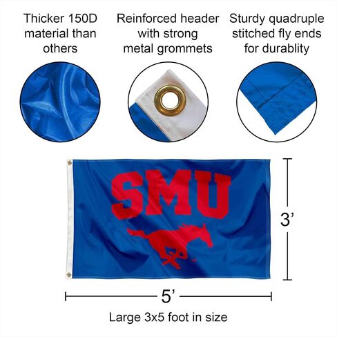 Southern Methodist Mustangs Flag with Pole and Bracket Complete Set in Saudi Arabia