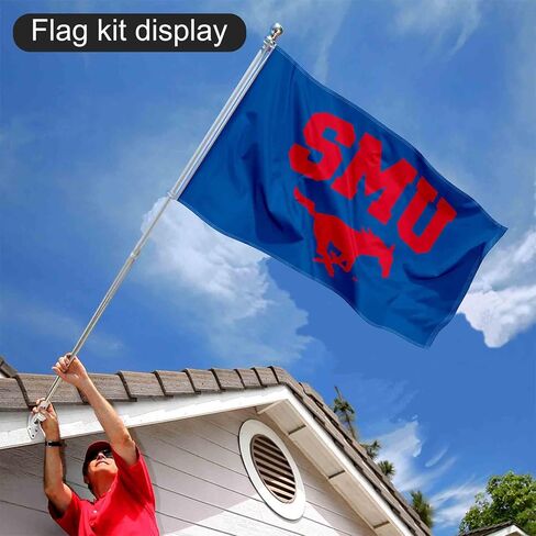 Southern Methodist Mustangs Flag with Pole and Bracket Complete Set in Saudi Arabia