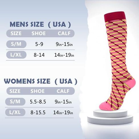 Compression Socks for Women Men Unisex Running Travel Sports Colorful Long Standing Running Sock in Saudi Arabia