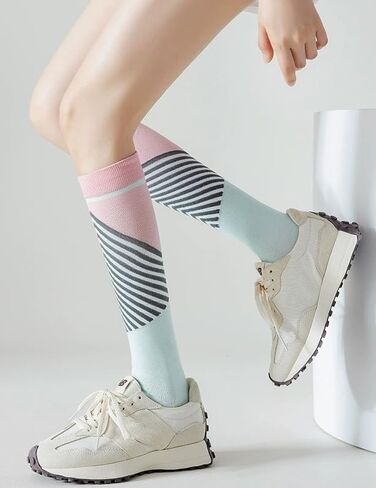 Compression Socks for Women Men Unisex Running Travel Sports Colorful Long Standing Running Sock in Saudi Arabia