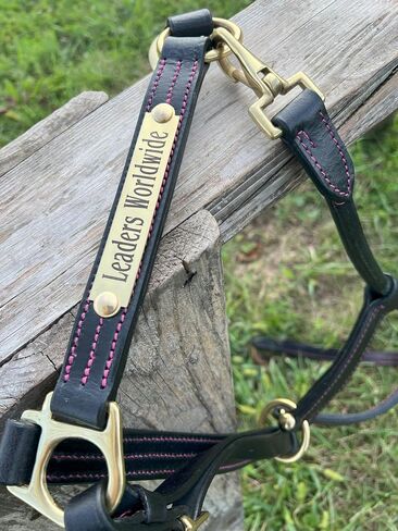 Leaders Leather Halter for Horses with Customized Engraved Name Plate Option Halter for Horse, Leather Halter Black Leather in Saudi Arabia