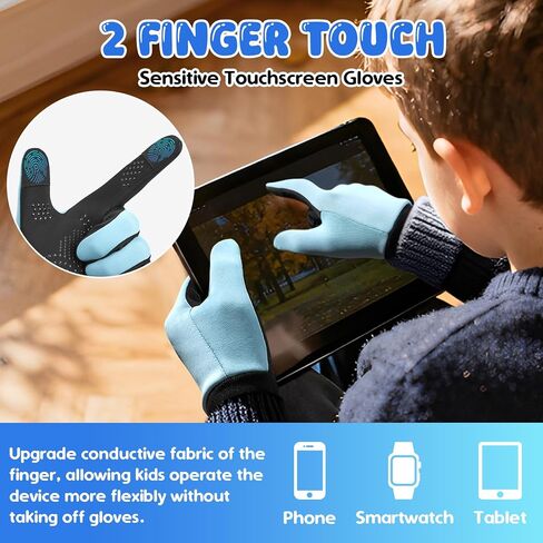 Kids Winter Gloves Touchscreen Anti-Slip Soft Warm Gloves for Boys Girls Aged 4-10 Years Cycling Running Soccer in Kuwait