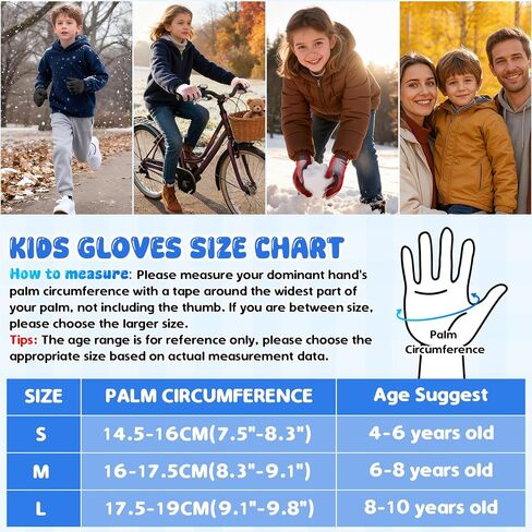Kids Winter Gloves Touchscreen Anti-Slip Soft Warm Gloves for Boys Girls Aged 4-10 Years Cycling Running Soccer in Kuwait