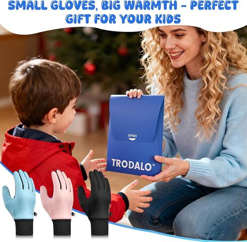 Kids Winter Gloves Touchscreen Anti-Slip Soft Warm Gloves for Boys Girls Aged 4-10 Years Cycling Running Soccer in Kuwait