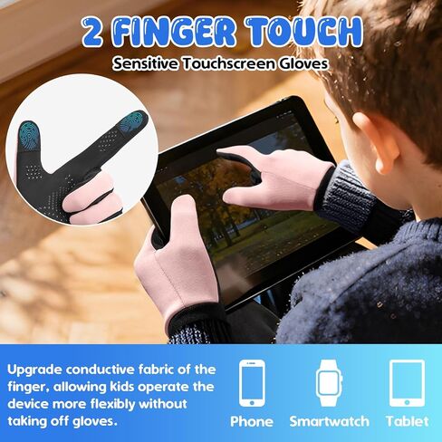 Kids Winter Gloves Touchscreen Anti-Slip Soft Warm Gloves for Boys Girls Aged 4-10 Years Cycling Running Soccer in Kuwait