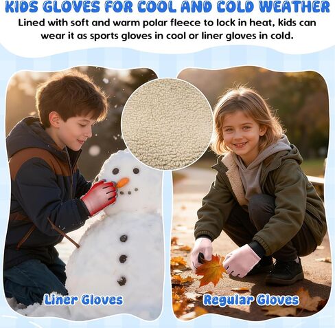 Kids Winter Gloves Touchscreen Anti-Slip Soft Warm Gloves for Boys Girls Aged 4-10 Years Cycling Running Soccer in Kuwait