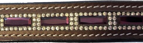 Horse Size Leather English Bridle Browband with Purple and Clear Crystals in Saudi Arabia